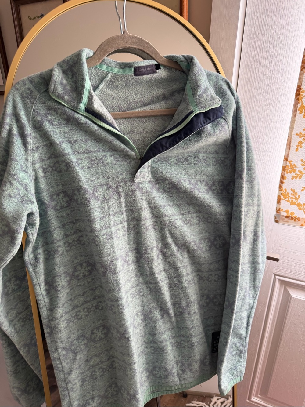 Southern Marsh Men's Light Mint Green Patterned Zip Pullover